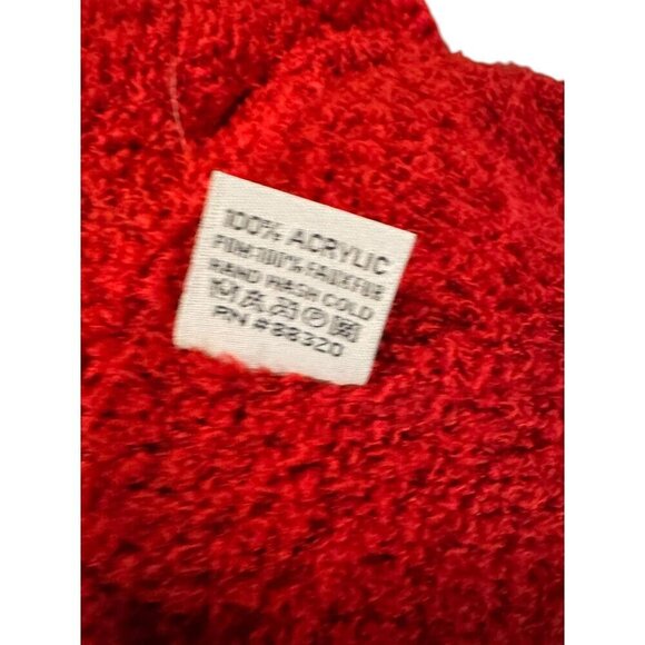 C.C Red Cable Knit Pom Beanie Hat With Faux Fur Pom One Size - Picture 6 of 9